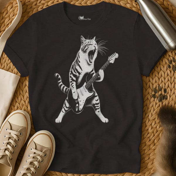 MewTee Black / S Cat Playing Guitar Shirt