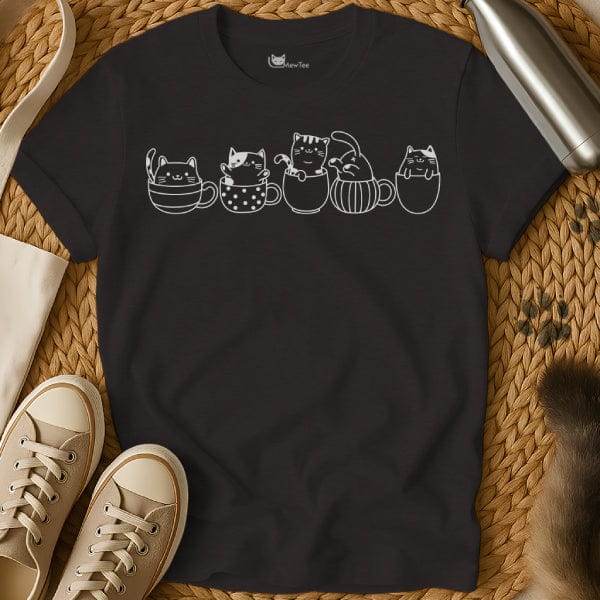 MewTee Black / S Cats In Cups Shirt | Cat Tee
