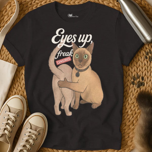 MewTee Black / S Eyes Up Here Shirt | Cat Tee