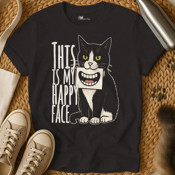 MewTee Black / S Happy Face Shirt | Cat Tee