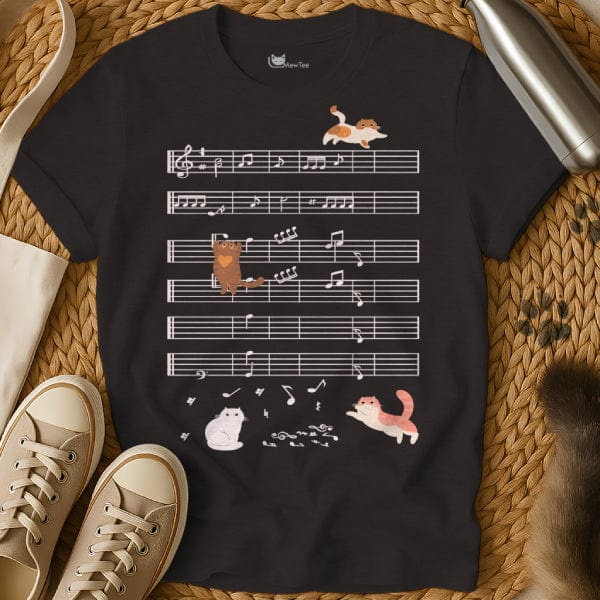 MewTee Black / S Music Notes Shirt | Cat Tee