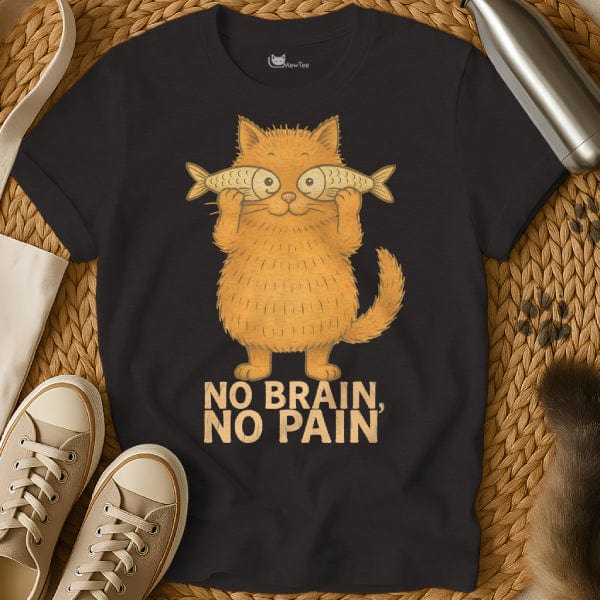 MewTee Black / S No Brain No Pain Cat Tee
