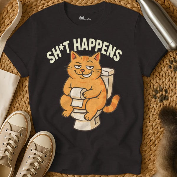 MewTee Black / S Shit Happens Shirt | Cat Tee