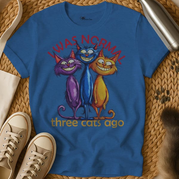 MewTee Blue / S I Was Normal Three Cats Ago | Cat Tee
