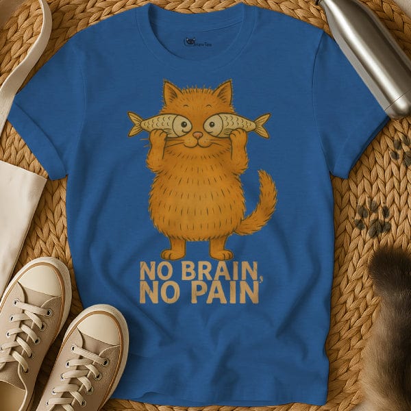 MewTee Blue / S No Brain No Pain Cat Tee