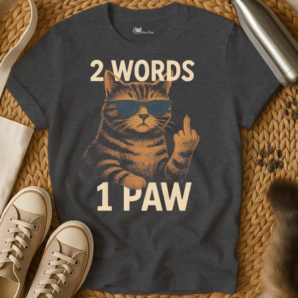 MewTee Dark Heather / S 2 Words One Finger Tee