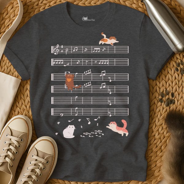 MewTee Dark Heather / S Music Notes Shirt | Cat Tee