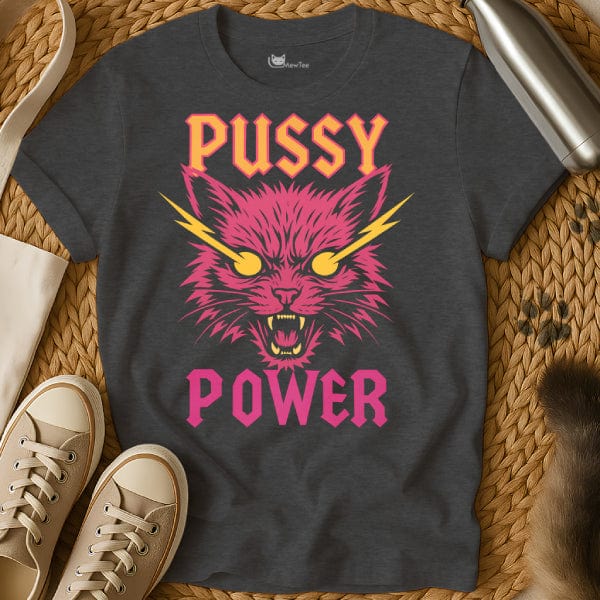 MewTee Dark Heather / S Pussy Power Shirt | Cat Tee