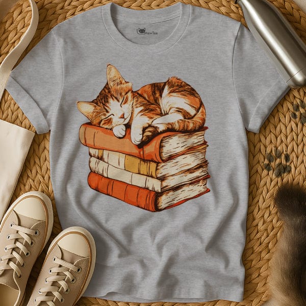 MewTee Gray / S Books Shirt | Cat Tee