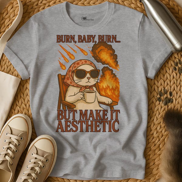 MewTee Gray / S Burn Shirt | Cat Tee