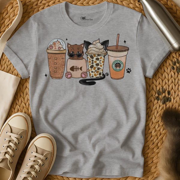 MewTee Gray / S Coffee Cat Shirt | Cat Tee