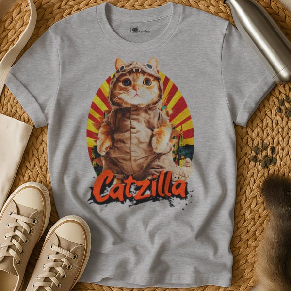 MewTee Gray / S Cute Catzilla T Shirt | Cat Tee