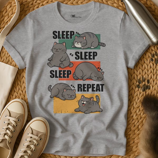 MewTee Gray / S Eat Sleep Repeat Shirt | Cat Tee