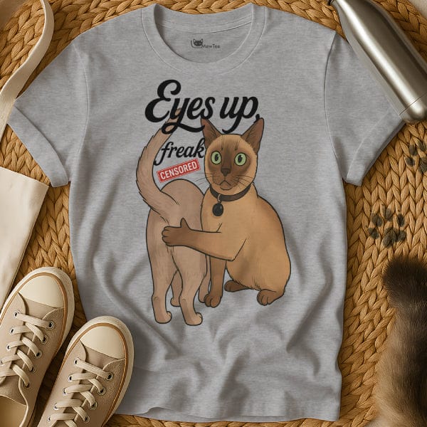 MewTee Gray / S Eyes Up Here Shirt | Cat Tee