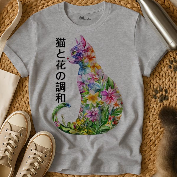 MewTee Gray / S Flower Cat | Cat Tee