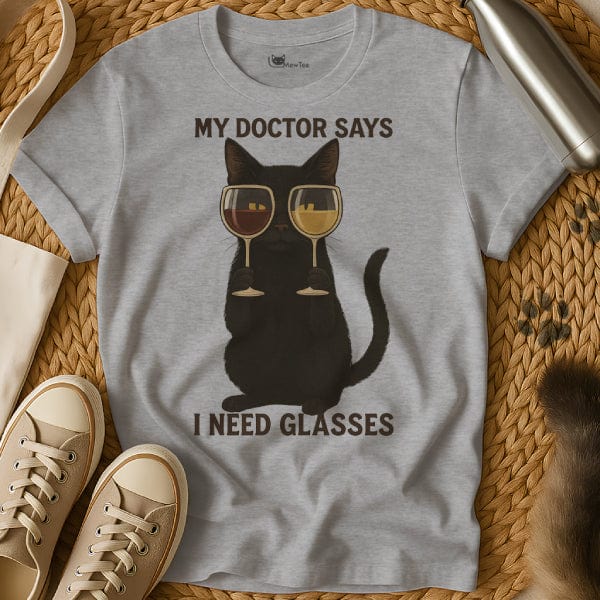 MewTee Gray / S Glasses Shirt | Cat Tee