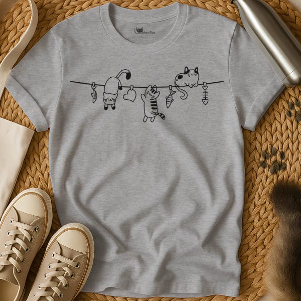 MewTee Gray / S Hanging Cats | Cat Tee