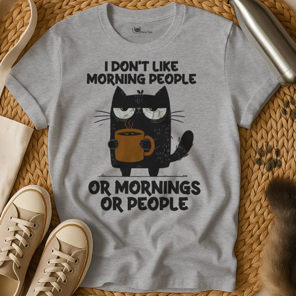 MewTee Gray / S I Hate Morning People | Cat Tee