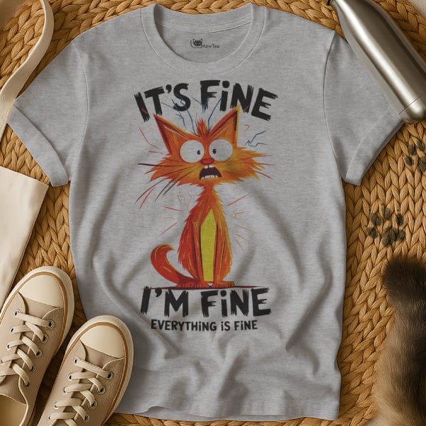 MewTee Gray / S It’s Fine Everything’s Fine Shirt | Cat Tee
