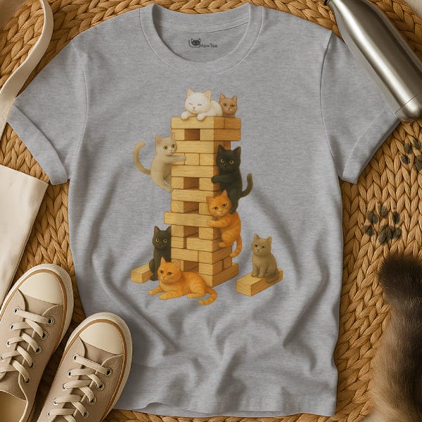 MewTee Gray / S Jenga Shirt | Cat Tee