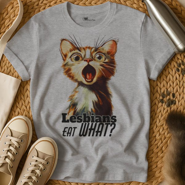 MewTee Gray / S Lesbians Eat What Shirt | Cat Tee