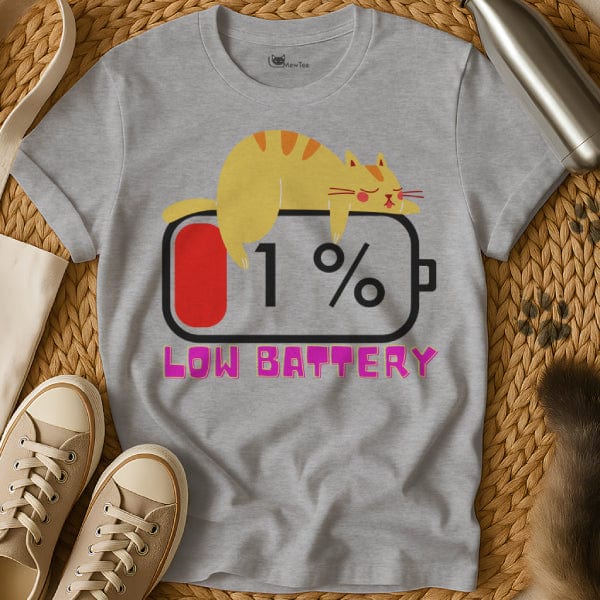 MewTee Gray / S Low Battery Shirt | Cat Tee