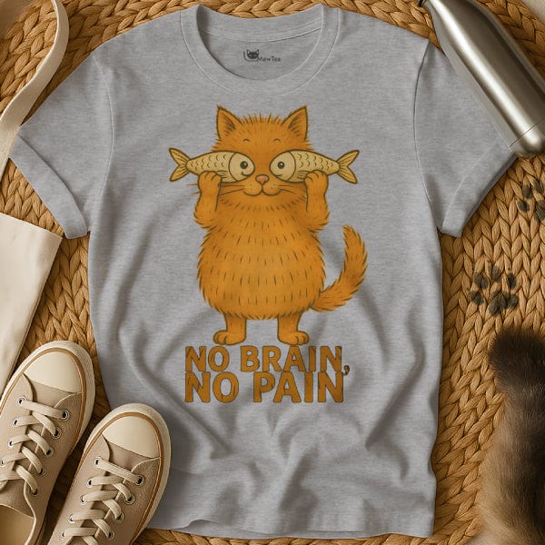 MewTee Gray / S No Brain No Pain Cat Tee