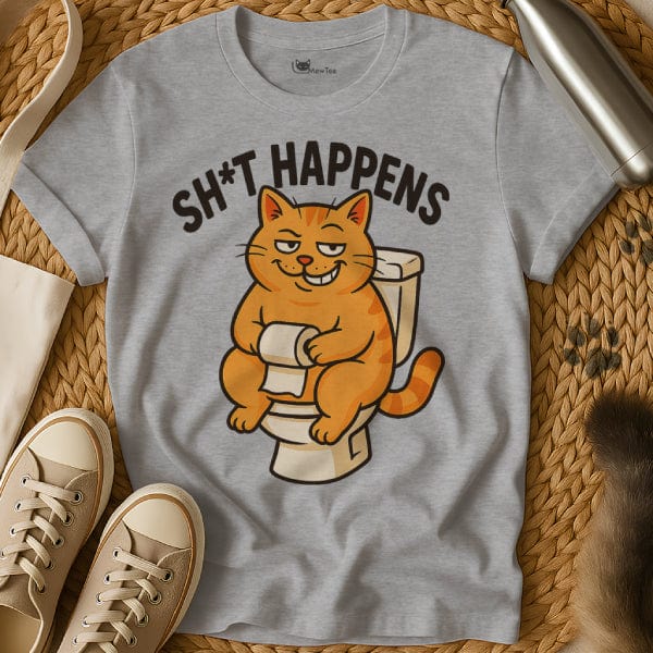 MewTee Gray / S Shit Happens Shirt | Cat Tee