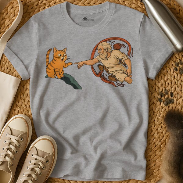 MewTee Gray / S The Creation of Adam Shirt | Cat Tee