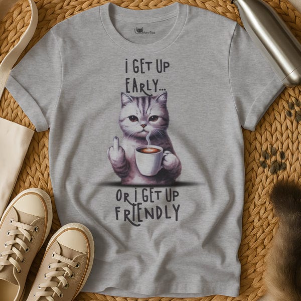MewTee Gray / S Wake Up T Shirt | Cat Tee
