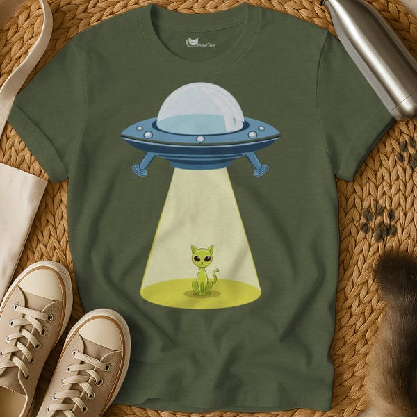 MewTee Military Green / S Alien Cat Shirt | Cat Tee