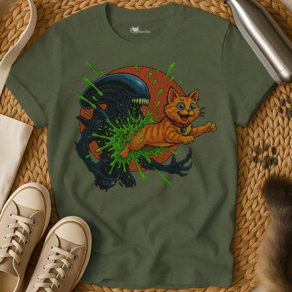 MewTee Military Green / S Alien Chestburster Shirt | Cat Tee