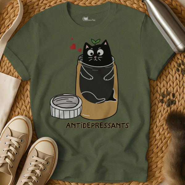 MewTee Military Green / S Antidepressants Shirt | Cat Tee