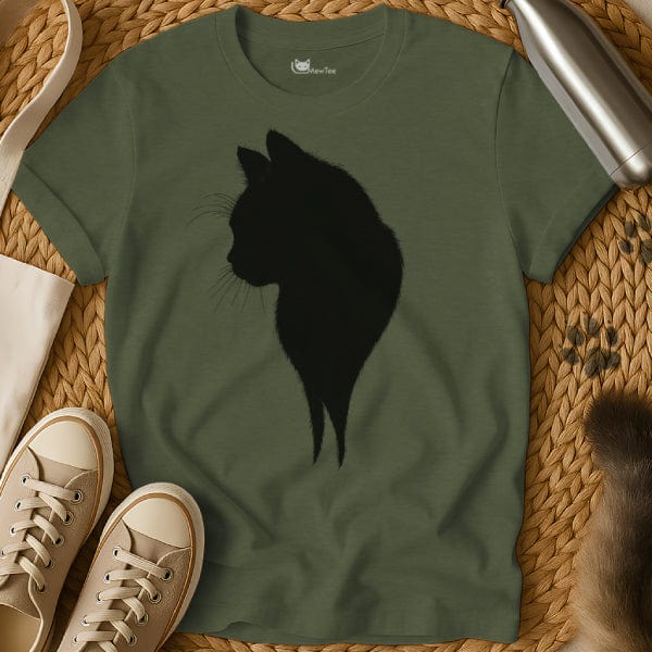 MewTee Military Green / S Black Cat Shirt