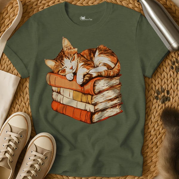 MewTee Military Green / S Books Shirt | Cat Tee