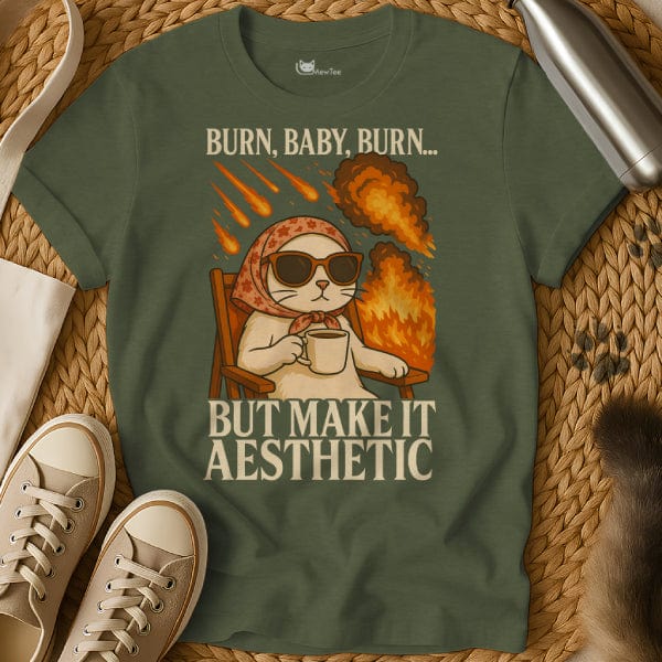 MewTee Military Green / S Burn Shirt | Cat Tee