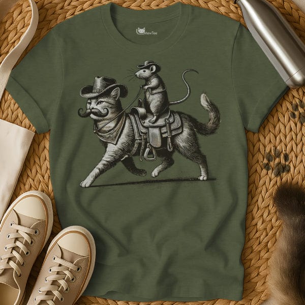 MewTee Military Green / S Cat And Rat Shirt | Cat Tee