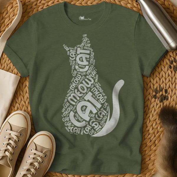 MewTee Military Green / S Cat Graphic Shirt | Cat Tee
