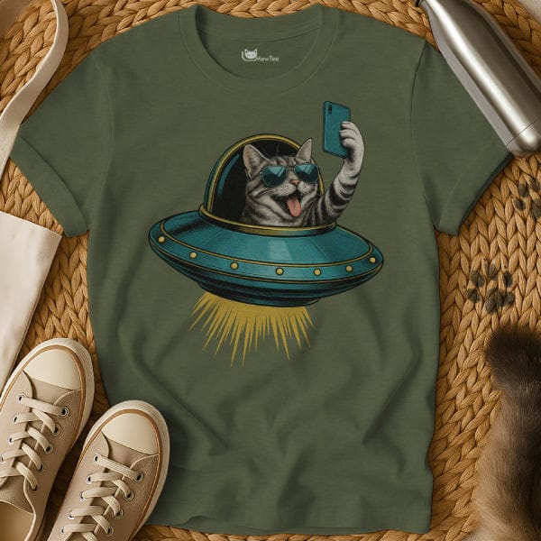 MewTee Military Green / S Cat Selfie Shirt | Cat Tee