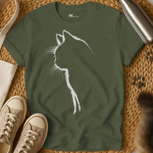 MewTee Military Green / S Cat Silhouette Shirt