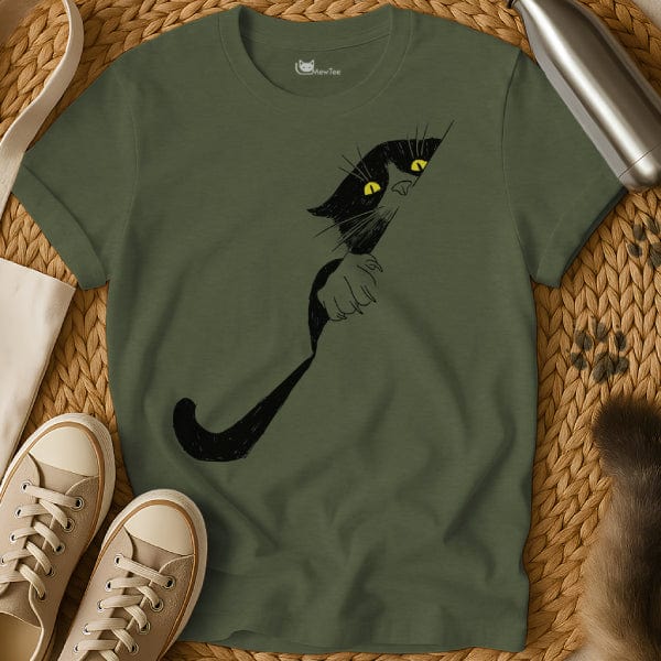 MewTee Military Green / S Curious Cat Tee