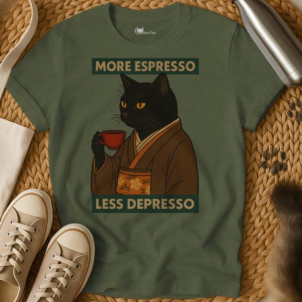 MewTee Military Green / S Espresso T Shirt | Cat Tee