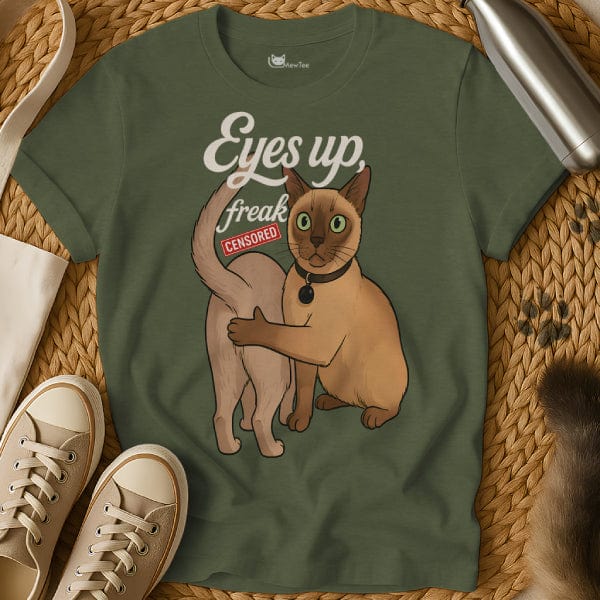 MewTee Military Green / S Eyes Up Here Shirt | Cat Tee