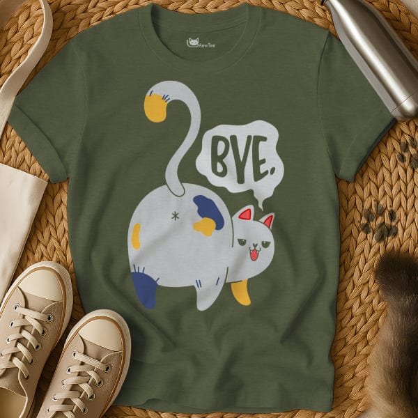 MewTee Military Green / S Goodbye T Shirt | Cat Tee