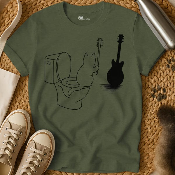 MewTee Military Green / S Guitar Shirt | Cat Tee