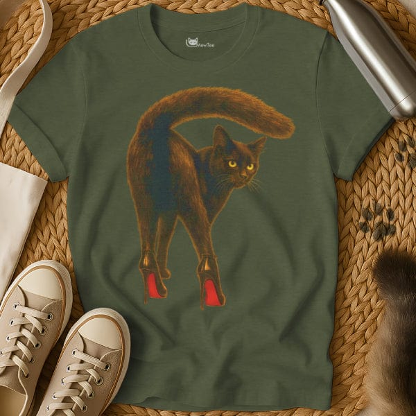 MewTee Military Green / S High Heels Shirt | Cat Tee