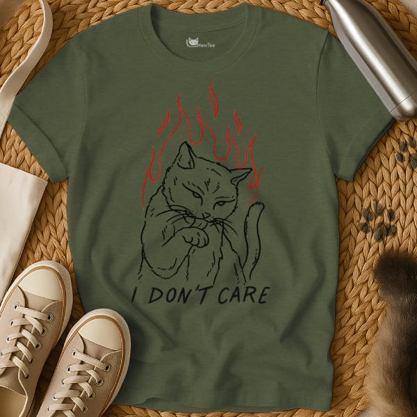 MewTee Military Green / S I Don’t Care Shirt | Cat Tee