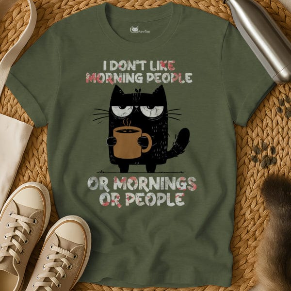 MewTee Military Green / S I Hate Morning People | Cat Tee