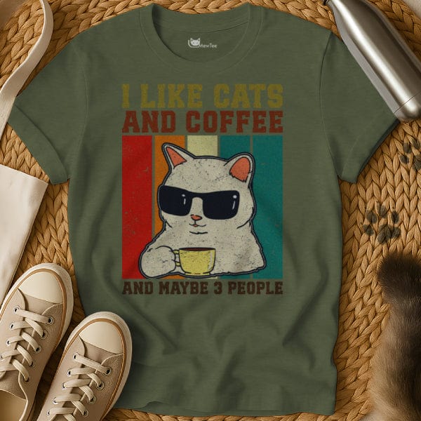 MewTee Military Green / S I Like Cats and Maybe 3 People Shirt