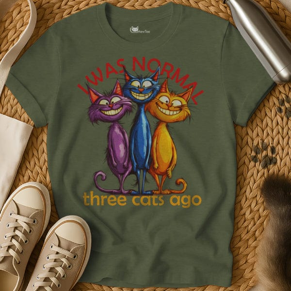 MewTee Military Green / S I Was Normal Three Cats Ago | Cat Tee